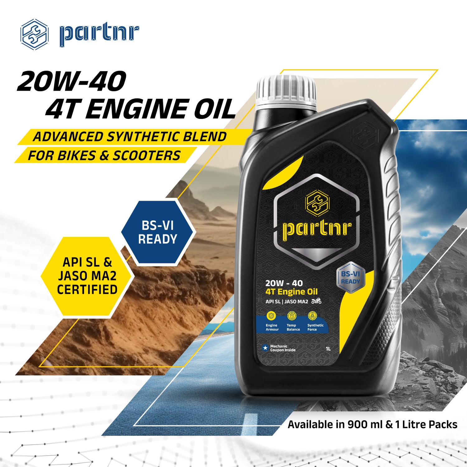 Partnr 20W-40 4T Engine Oil for Bikes (1 L)